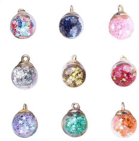 Hoshisea 100 Stück Glaskugel, Anhänger für Armbänder, Kettenanhänger, Geeignet für Heimwerken, Kunsthandwerk und die Herstellung von Ohrringen