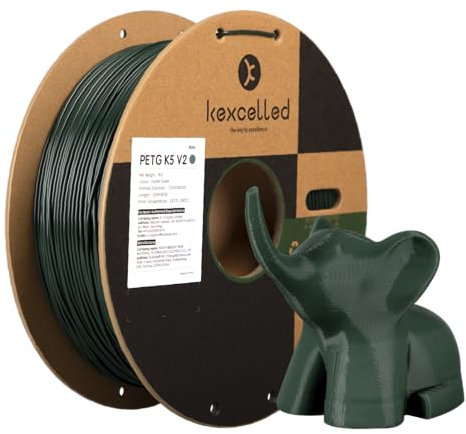 kexcelled PETG Wald Grün Filament 1,75mm Chemische Resistenz 3D Druckermaterial Moosgrün Rolle 1kg Spule +/- 0,03mm Passend für Modellgestaltung FDM-Drucker