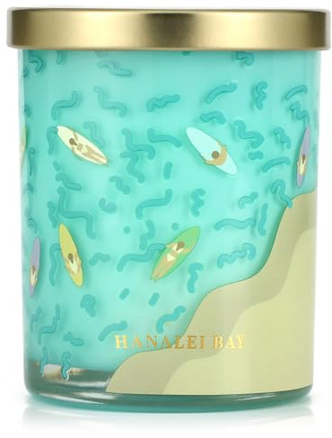 Hanalei Bay Candle,Beach Summer Coastal Candles,Sea Salt & Ocean Scented Candles,Ocean Gifts for Friend,Surfer,Sunbather,Beach Lover,Soy Wax Candle for Home Decor,10oz