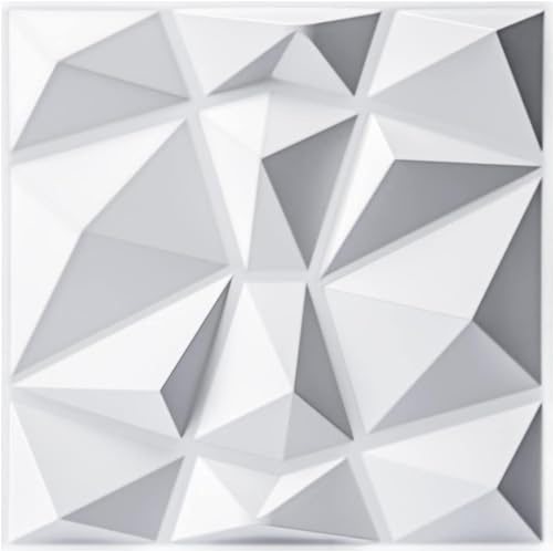 Grace Baltic - Lot de 30 panneaux muraux 3D diamant en PVC haute rigidité - 30 x 30 cm - Imperméables - Résistants à la chaleur - Sans odeur - Panneaux muraux 3D décoratifs (Blanc.)