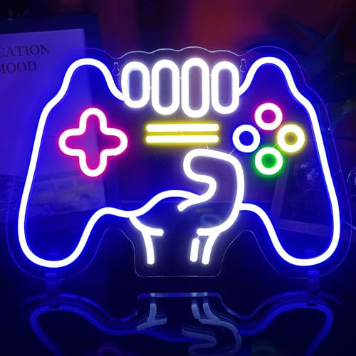 JEMESI Gamer Neon Zeichen, Controller Form Lichter Spiel Raum Decor-Spiele Neon Zeichen für Teen Boy Room Decor, Dimmbare Spiel Neon Licht für Wand Decor Beste Gamer Geschenke für Jungen, Kinder