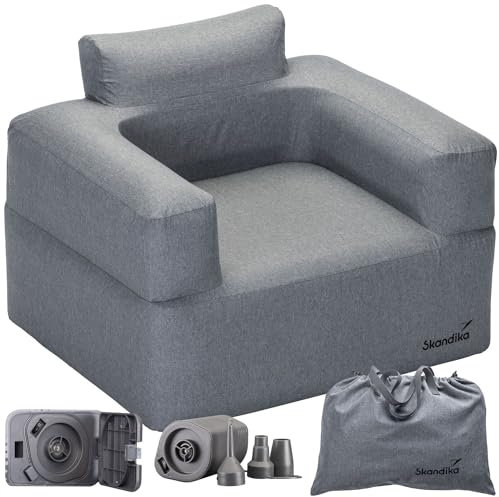 Skandika Luftsofa Easy Air Single | Aufblasbares Sofa Outdoor, mit Elektropumpe, für 1 Personen, Aufladbar mit USB-Ladekabel, Gästebett, bis 200 kg, Tragetasche | Luft Couch, Camping