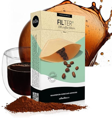 finum® Lot de 100 filtres à café n° 2 - Sacs filtrants marron - Certifié FSC - Sacs filtrants pour poudre à café - Compatibles avec les machines à café de taille 2 (30)
