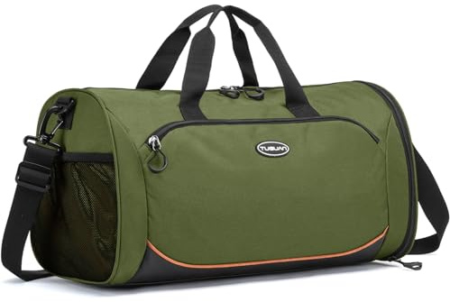 TUGUAN Sporttasche für Herren Damen, 30L Kleine Reisetasche mit Schuhfach und Nassfach, Wasserdicht Trainingstasche Gymtasche Leicht Handgepäck für Fitness Schwimmen, Grün
