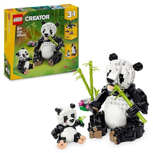LEGO Creator 3in1 Wilde Tiere: Pandafamilie - Tierfiguren umbaubar in Pinguine oder Schwertwale – Spielzeug zum Bauen - Kreatives Geburtstagsgeschenk für Mädchen und Jungen ab 8 Jahren – 31165