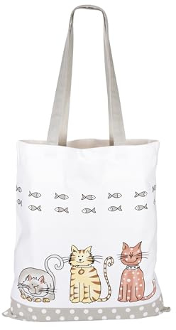 SPOTTED DOG GIFT COMPANY Canvas Tote Väska för kvinnor, Återanvändbar Shoppingväska, Tjockt Bomullstyg Livsmedelsväska med långa handtag, Vikbar med kattdesign, gåvor för kattälskares 38 x 42cm