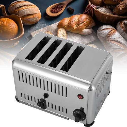 JJENXYYDS Comercial Tostadoras, Tostadora de 4/6 rebanadas con Ranuras Anchas, Tostadora eléctrica con 2 Modos y Temporizador de 1 a 5 Minutos, para máquina para Hornear Pan de Restaurante,4-Slice