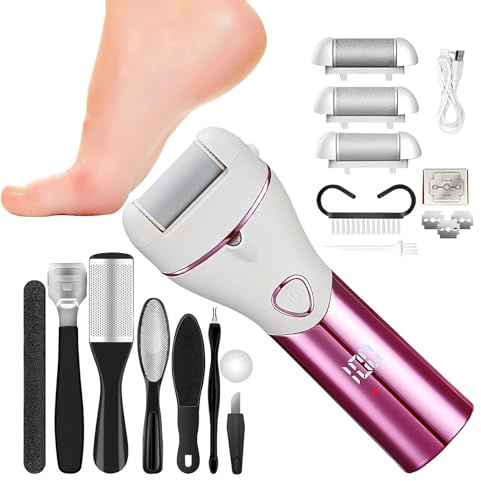 Herramientas de para pies, quitacallos eléctrico,Quitador de pies recargable de células muertas de la piel - Kit eléctrico para el cuidado de los pies con 3 cabezales de molienda para piel