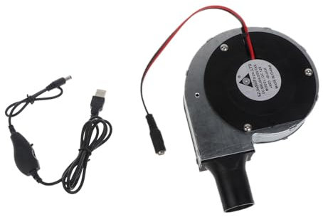XANHOY Ventilador de barbacoa de 5,5 x 2,1 mm, 11 cm, 5000 rpm, 12 V, alimentado por USB, ventilador portátil con ajuste de velocidad para cocinar al aire libre