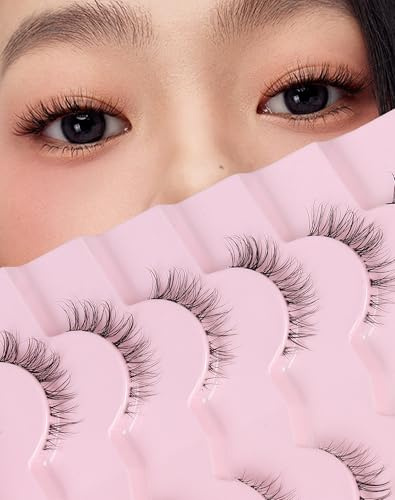 Onlyall Kurze Wimpern 3D Clear Band Falsche Wimpern Natürlich Look Like 3/4 Kleine-Wimpern Wispy Eye Lash 12MM H21