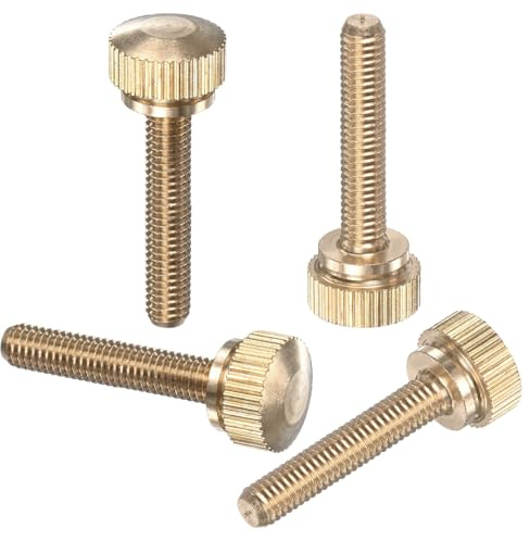 M METERXITY 4-Pack Vises À Rondelles Moletées, M5x25mm Tête Ronde En Laiton Massif Boulons À Épaulement Pour Vis De Lunettes/PC Ordinateur, Bout Fileté Moleté