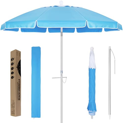 VILLCASE Ombrellone Da Spiaggia Da 6 5 ​​Piedi Ombrelloni Da Spiaggia Resistenti Per Sabbia Portatili Regolabile Con Palo In Alluminio Inclinabile Motivo A Petalo
