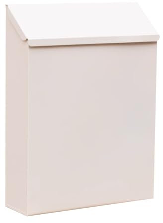 YAONJS Buzón De Correo con Cerradura De Estilo Americano De Color Sólido para Exteriores, Buzón De Hierro Retro Creativo Montado En La Pared, Decoración del Hogar Colgante(Blanco)