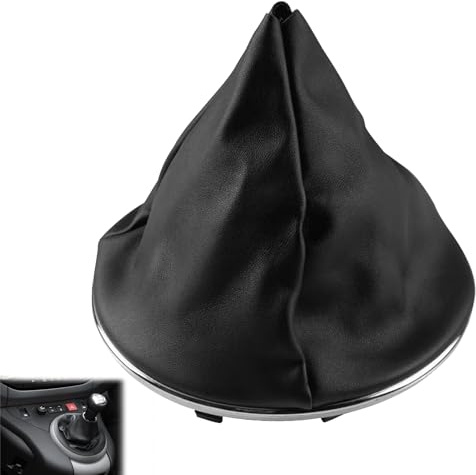 Seefey Soffietto per leva del cambio in similpelle con pomello del cambio e telaio inferiore, per Fiat 500 500C 2007-2015, nero