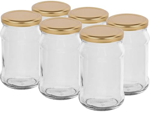 Green Hobby 300ml Einweckgläser mit Deckel Gold Einmachgläser Vorratsgläser (24 Stück)