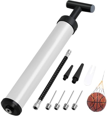Pompe de sport avec buse d'aiguille - Tuyau d'extension - Système de gonflage Push & Pull pour basket-ball, football, volley-ball, basket-ball, basket-ball