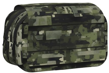 BSKGOHP Digital Camo Print Double Layer Pen Pencil Case Protective Large Capacity Storage Organizer