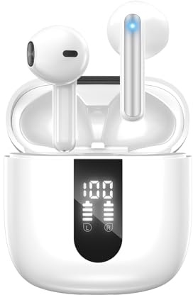 JBES Kopfhörer Kabellos Bluetooth 5.4, In Ear mit 6 ENC Mikrofon Bluetooth Kopfhörer, 60 Std Stereo Kabellose Kopfhörer Noise Cancelling Earbuds, USB-C, IP5 Wasserdicht Ohrhörer (Elfenbein)