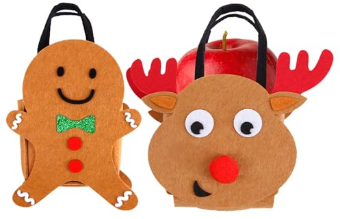 Weihnachts Leckerei Tüten 2 Stück Filz Wiederverwendbare | Weihnachts Filz Leckerei Tüten für Gebäck Kekse Lebensmittel Schokoladen Lutscher