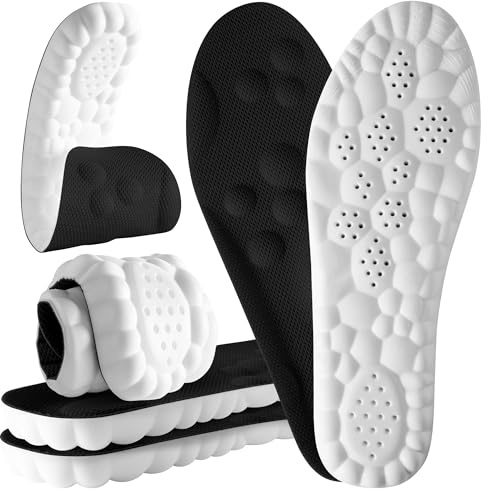 4D Cloud Steppers Insoles for Men and Women - Shock Absorption Inserts, Soft Anti-Fatigue, Relieve Foot Pain, Memory Foam Insoles for Shoes, Boots & Sneakers (Black, Men: US 7-10/ Women: US 8.5-12)