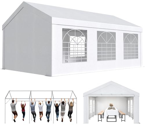 JUMMICO Gazebo Esterno Resistente UV 50+, Tendone per Feste 4x6, Gazebo da Giardino Impermeabilizzazione, Tendone da Esterno per Matrimoni, Feste, Raduni, Riunioni in Giardino, Bianco