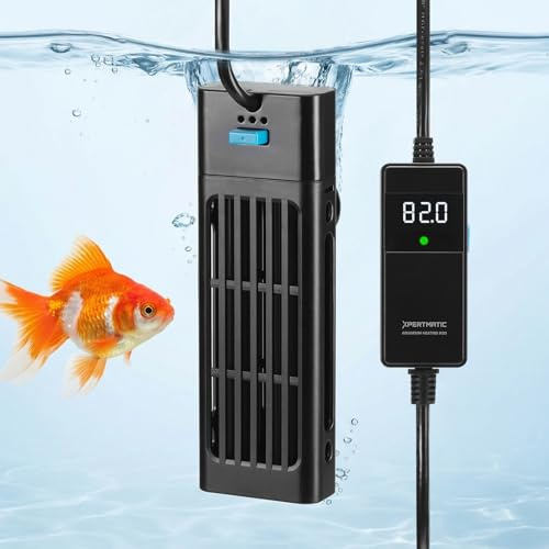 SainSmart XPERTMATIC Aquarium-Heizung, 300 W, tauchfähiger Aquarium-Heizstrahler für 26–53 Gallen-Tanks, 18,3–33,9 °C, verstellbare externe Sonde und PID-Steuerung, automatische Abschaltung, Quarzglas