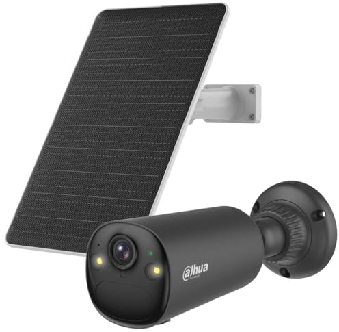 Dahua Apollo Bullet C1 4MP Kit Smart Telecamera di sicurezza Wi-Fi a batteria Dual Band con AOV, Wi-Fi 6, pannello solare incluso (nero)