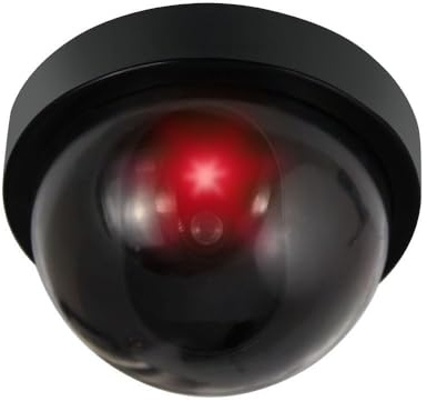 FLM SYSTEM Telecamera Finta di Sicurezza Dome con LED Rosso Lampeggiante – Dummy Camera Realistica da Interno ed Esterno, Dissuasore Antifurto per Casa, Negozio e Ufficio (4)