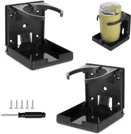 XRVRILE Portabicchieri Auto Pieghevole Supporto Bevande,Portabicchieri Regolabile fino a 100mm,Supporto Bicchiere Stabile con Viti e Cacciavite, Portabicchieri Universale per Camper Camion Barca Set 2