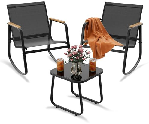 Xbro Salotto da Giardino 3 Pezzi con Poltrone Oscillanti