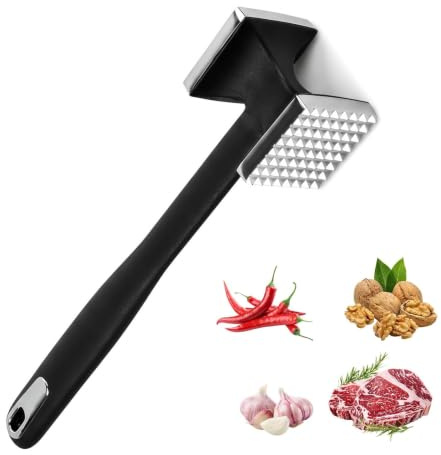 Voxlara Ablandador de Carne de Doble Cara, Martillo Carne con Púas y Superficie Lisa, Mazo para Carne, Martillo Ablandador de Carne, Martillo Cocina para Bistec, Pollo, Pescado, Cerdo