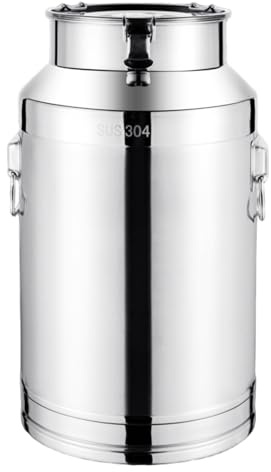 Bidon à lait, seau en acier inoxydable de 5 L avec couvercle, boucle sécurisée et anneau de levage, pichet à lait antidérapant et anti-poussière pour aliments, liquides, récipients