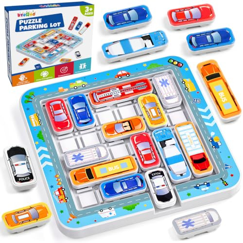 BYHANO Parkspiel, Brettspiel ab 3 Jahren, Auto Spielzeug, Stauspiel, Logikspiel mit 360 Levels, Denk- und Logikspiel für Kinder von 3–10 Jahren, Familien- und Reisespiel