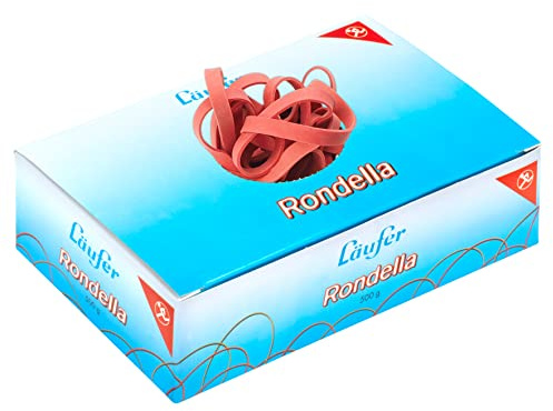Läufer 51142 bracelets élastiques Rondella 200 x 6 mm, diamètre 125 mm, élastiques à 6 mm de large, carton de 500g, rouge