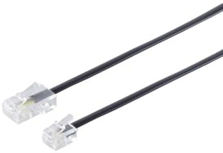S-Conn 10m RJ11 - RJ45 câble de téléphone Noir, Transparent - Cables de téléphone (10 m, RJ11, RJ45, Noir, Transparent, Male Connector/Male Connector, Noir)