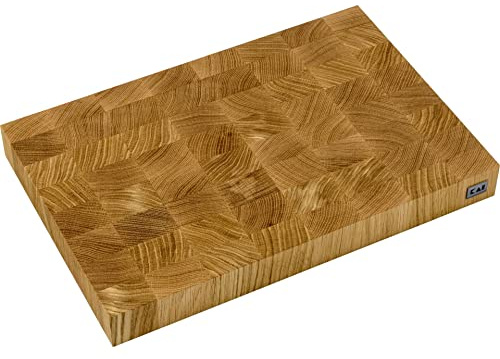 KAI Schneidbrett Hackblock dunkel aus Eiche, Kopfholz mit rutschfesten Gummifüßen Abmessung 39 x 26,2 x 5,3 cm - Professionelles Hochwertiges Schneidbrett Unterlage