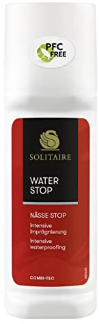 Solitaire Water Stop praktischer, intensiver Imprägnierer, 75 ml mit Schwammaufträger ideal für Schuhsohlen, Schuhnähte und Kinderschuhe, für alle Lederarten und Textilien