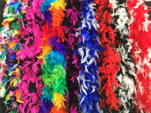 KarnevalsTeufel.de Federboa bunt oder zweifarbig aus 6 verschiedenen Farbvariationen wählbar Länge ca. 1,80m Ideal für Fasching kuschelig farbig (Multicolor)
