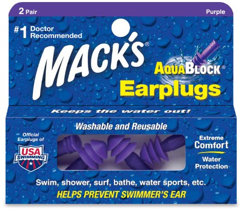 Macks Earplugs Aquablock Soft Silicone 2pairs