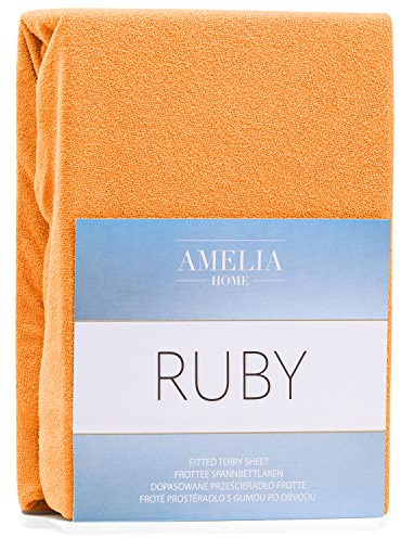 AmeliaHome Spannbettlaken 80x200-90x200 cm Frottee Baumwolle Spannbetttuch, orange