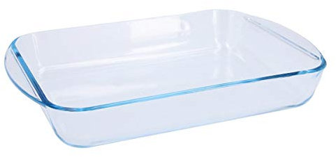 Pyrex Rectangular Glass Roasting Dish, Clear, Size: 35 x 23 cm, Glass Rectangular Roaster, Oven Baking Dish, Highly Thermal Resistant: Oven, Microwave & Dishwasher Safe, GD030