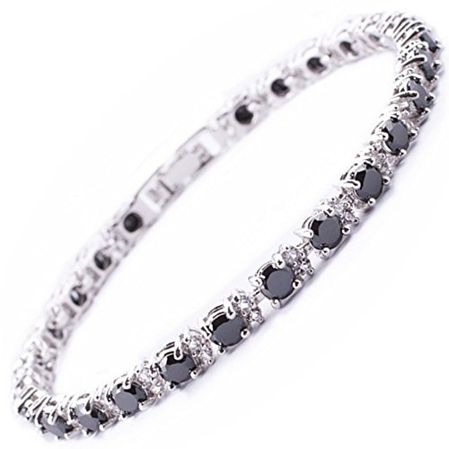 RIZILIA Eternity Schwarzer Onyx CZ 18K Weißgold vergoldet Tennisarmband