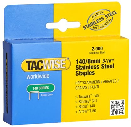 Tacwise 1216 Grapas de Acero Inoxidable Profesionales Tipo 140/8mm, 2000 Grapas