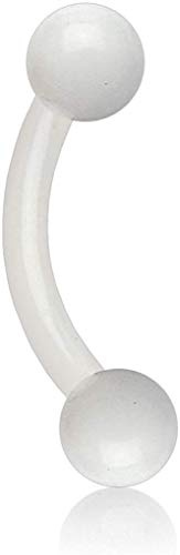viva-adorno Piercing Banana Ceja Plástico Acrílico Bolas Tallas Z306 - Blanco / 1,2 x 8 x 3mm