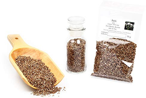 Anis ganz, Anissamen, Brotgewürz, Wurstgewürze, Bratengewürz, Weihnachtsgewürz, Kuchengewürz, Backzutaten, Ansatzgewürz Likör, glutenfrei, 30g
