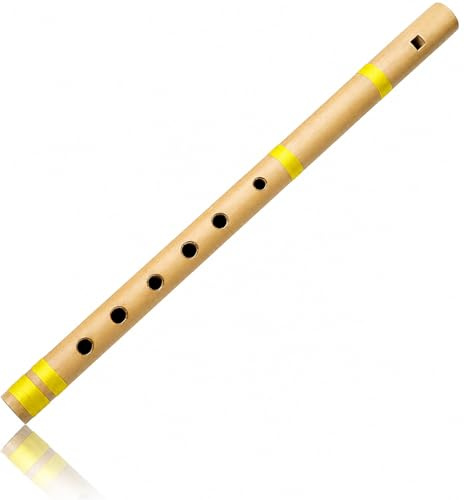 Unique Birthday Gift Ideas 13 Inch Authentic Indian Wooden Bamboo Flute in 'C' Key Fipple Woodwind Musical Instrument Recorder Traditional Bansuri Hand Crafted Novelty Gifts Men Women