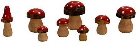 unbekannt 16 Stück Holzpilze Figuren 3-6,5 cm Natur Dekoration Fliegenpilz