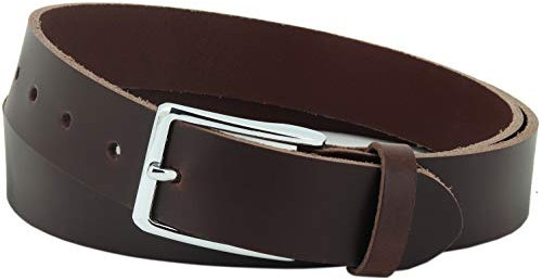 Vascavi ® Ledergürtel aus Rindleder, 3,5 cm breit und ca. 0,3 cm stark, echt Leder Gürtel, Made in Germany, kürzbar, für Damen und Herren #3,5-0010 (85 cm Gesamtlänge 100 cm, Dunkelbraun)