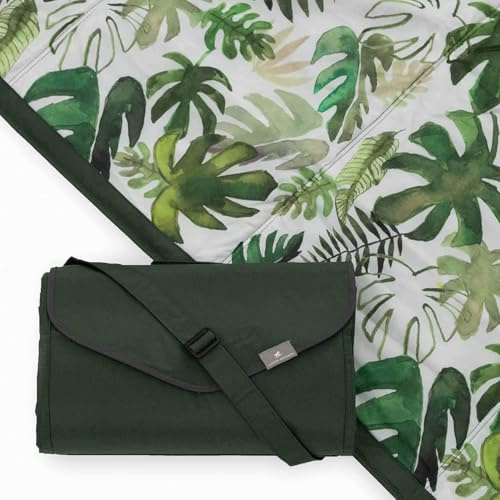 Little Unicorn - Premium waschbare Picknickdecke - wasserabweisende Spieldecke mit isolierter, wasserdichter Unterseite, Stranddecke - 152 x 152 cm - verschiedene Groessen (Tropical Leaf)