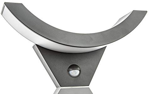 HUBER LED Wandlampe mit Bewegungsmelder 140° 10W, 1050lm I IP54 geschützte LED Außenleuchte mit Bewegungssensor I Wandleuchte innen, gebogen, anthrazit